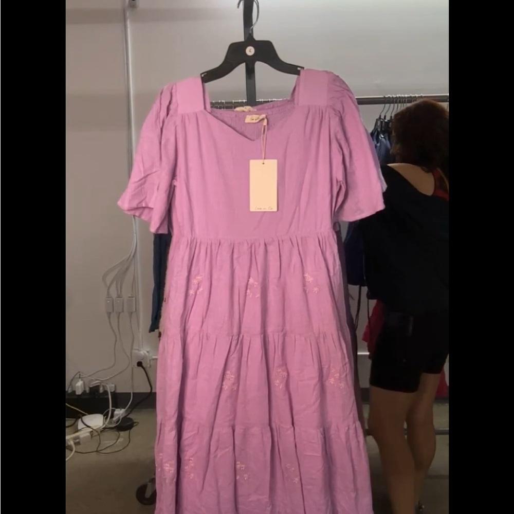 Lavender Purple Maxi Dress Puffy Sleeve